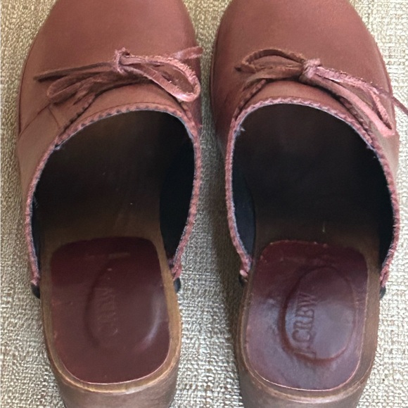 Vintage 70s-style J Crew Leather & Wood Clogs w/Bows Size 7 Women’s, Rust Brown - Picture 6 of 10